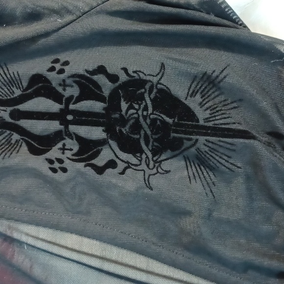 KILLSTAR WIDOWS TEARS ROBE XXL SHEER MESH DRAWSTRING WAIST SACRED HEART ON CHEST - Picture 14 of 17